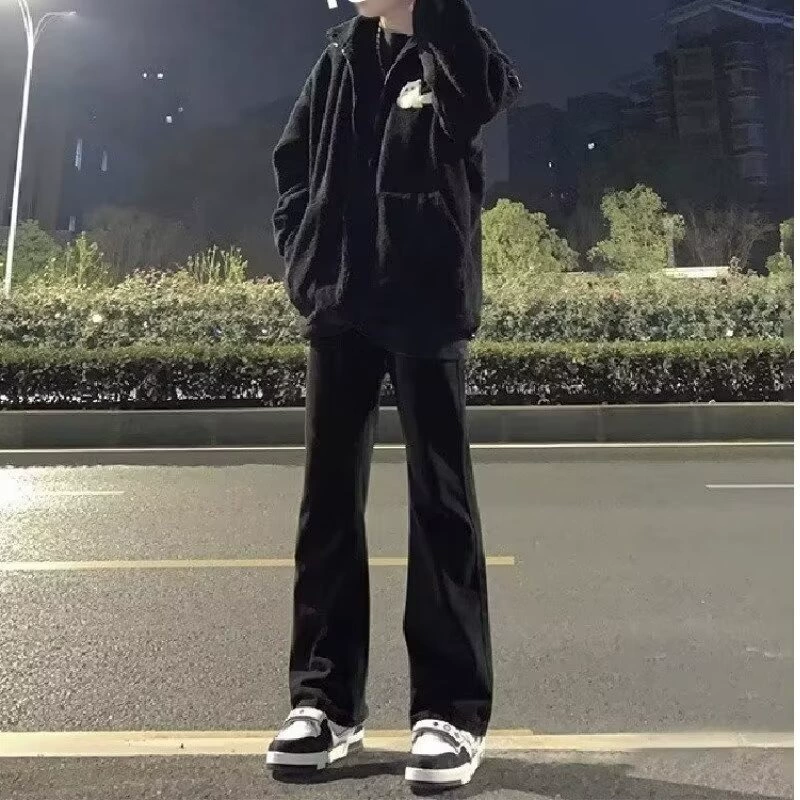 Чистые черные мягкие джинсы, маленькие ножки, более длинные американские брюки, мужские весенние и осенние узкие прямые брюки с высокой талией