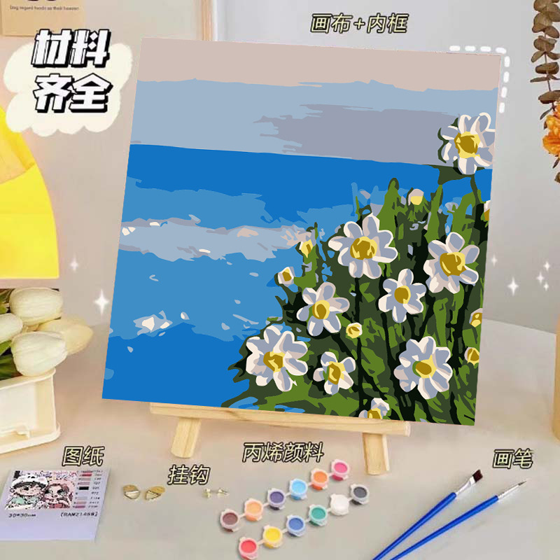 バラのデジタル油絵diy子供の塗り絵の高級感手作りの風景の花の対外貿易の露店の商品|undefined