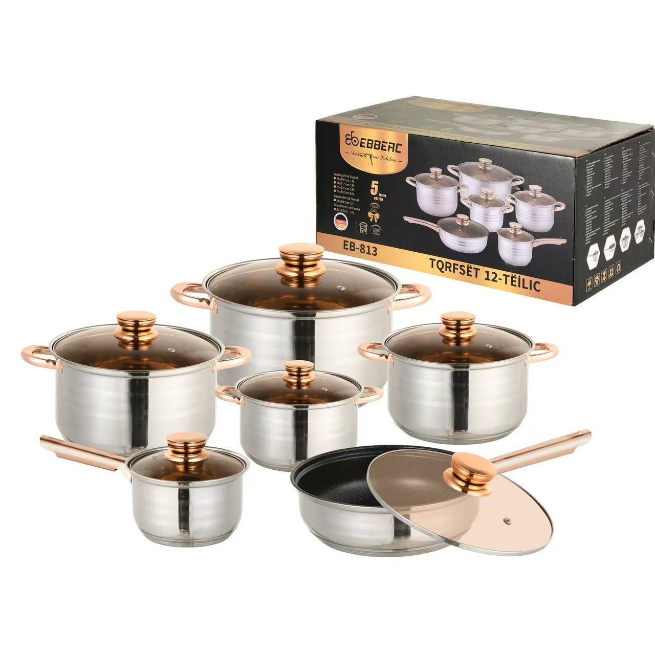 Juego de Ollas de Acero Inoxidable de Acero Inoxidable 201 Antiadherente para Cocina image 6