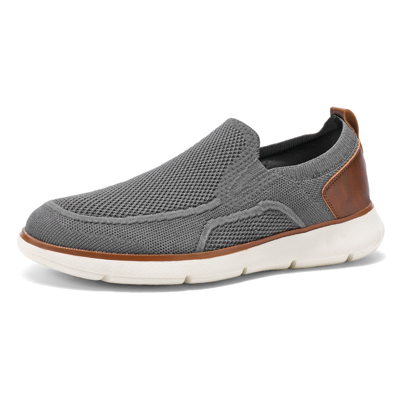 Nuevos zapatos de moda casuales retro transfronterizos de gran tamaño transpirables de malla voladora para niños con un pie zapatos de hombre ligeros y antideslizantes