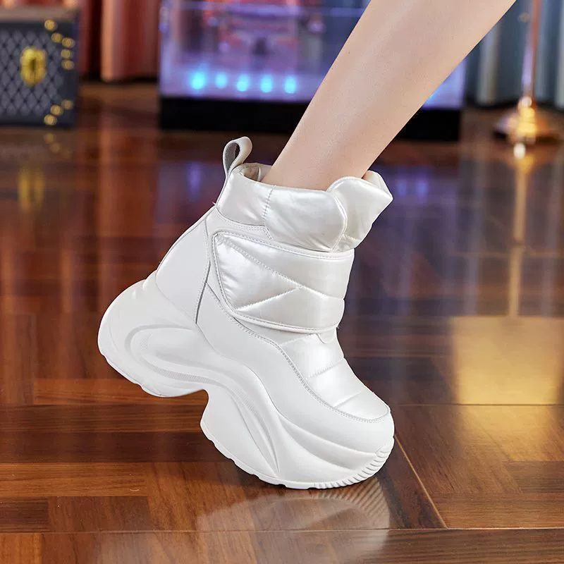 Увеличение на 8 см обувь для отца женского 2024 зимнего нового бархатного утолщения снежные сапоги с толстой подошвой повседневные дикие теплые хлопчатобумажные туфли