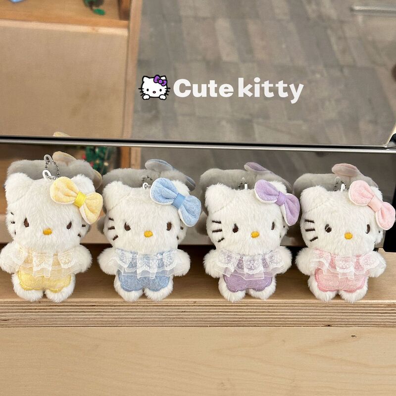 Cute Kitty Cat Pendant in Skirt Plush Cartoon Girl Heart Cat Doll Student Bag Pendant Doll