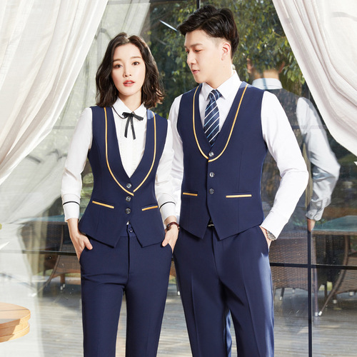 Shirt-vest three-piece set, unisex professional suit, hotel work uniform vest, Bank of Communications workwear uniform.