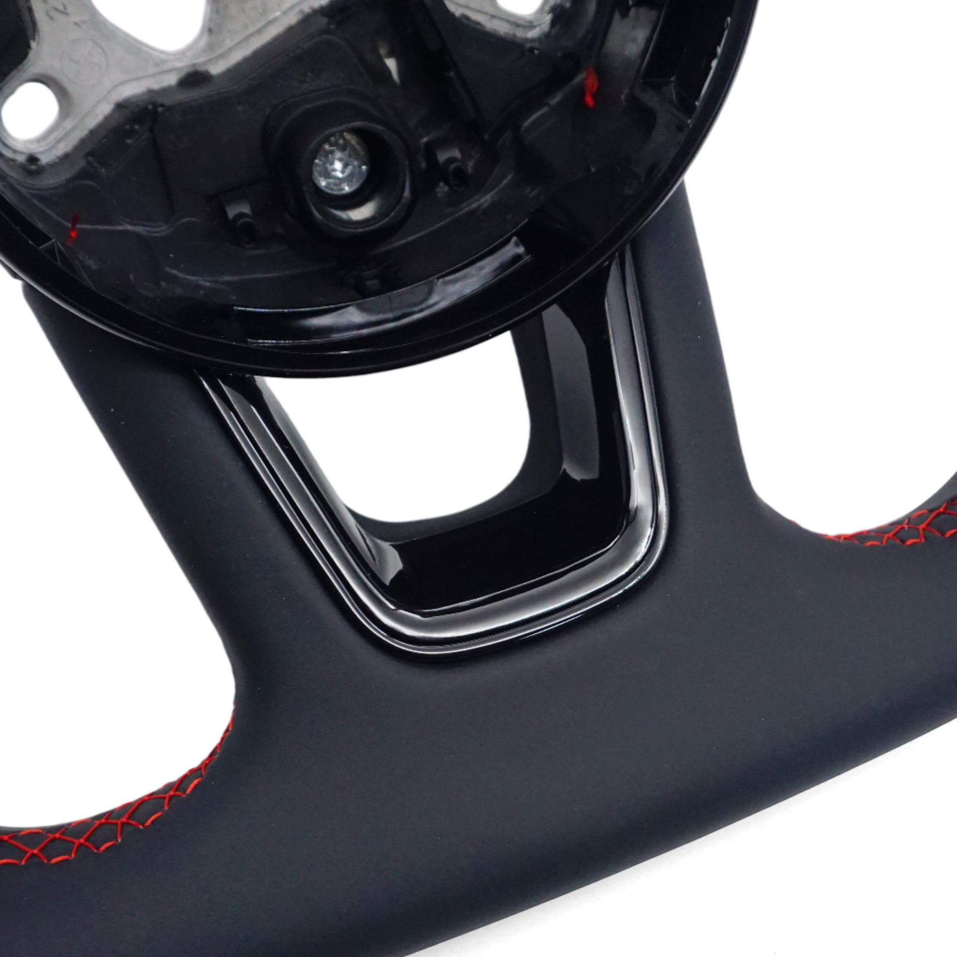 Suitable for Audi A4B9 Without Logo, Semi-Perforated Red Line, Red Center Emblem, Steering Wheel Without Paddle Shifters, with Styling Base
