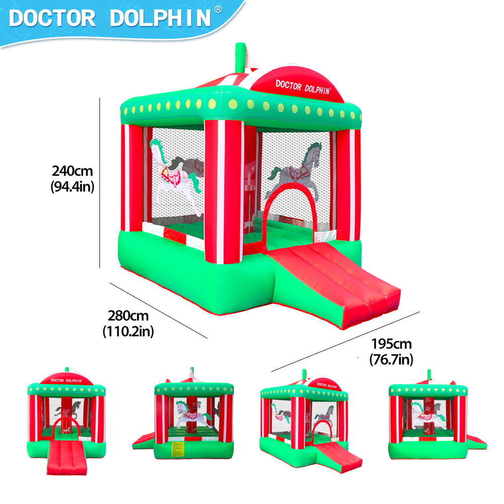Castillo Inflable Infantil con Tobogán Doctor Dolphin para Uso Doméstico, Pequeño Castillo Inflable con Trampolín para Fiestas, Tobogán para Patio Interior