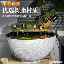 古法鱼缸创意过滤造景家用客厅仿石头水培池阳台水循环树脂生态缸