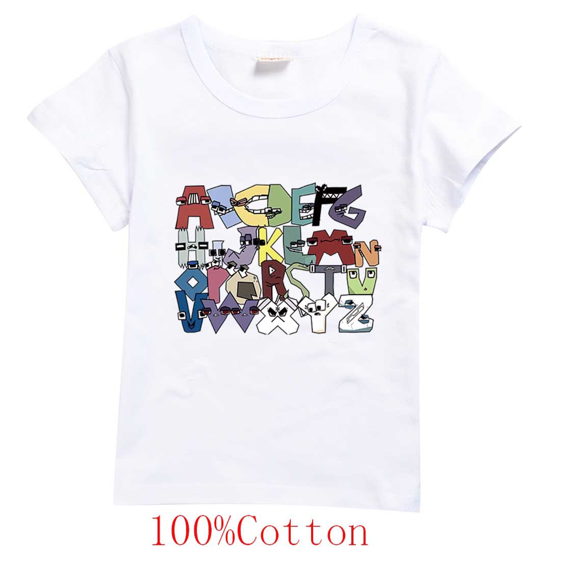 Jungen & Mädchen Sommer Mode Tops T-Shirts Kinder 100% T-Shirts 26 Alphabet Lore Print lässig Familie Kinder Kleidung 2-14 Jahre – Detail 12
