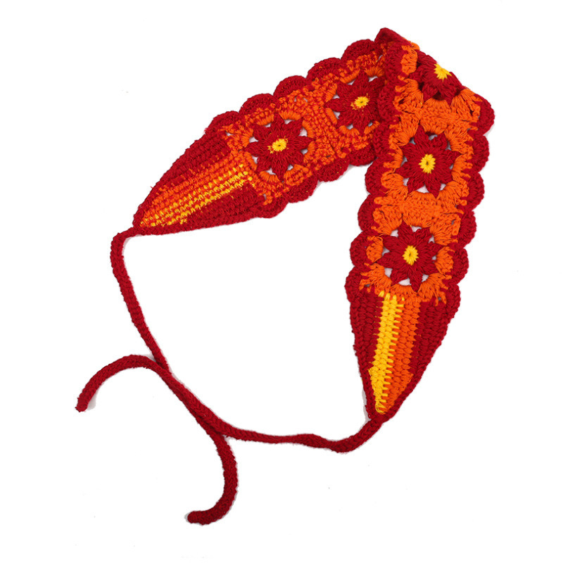 Francia cereza toallas triangulares mujeres primavera y otoño viajes padres-hijos gancho de punto flores hueco pañuelo de arte correa de pelo gorro