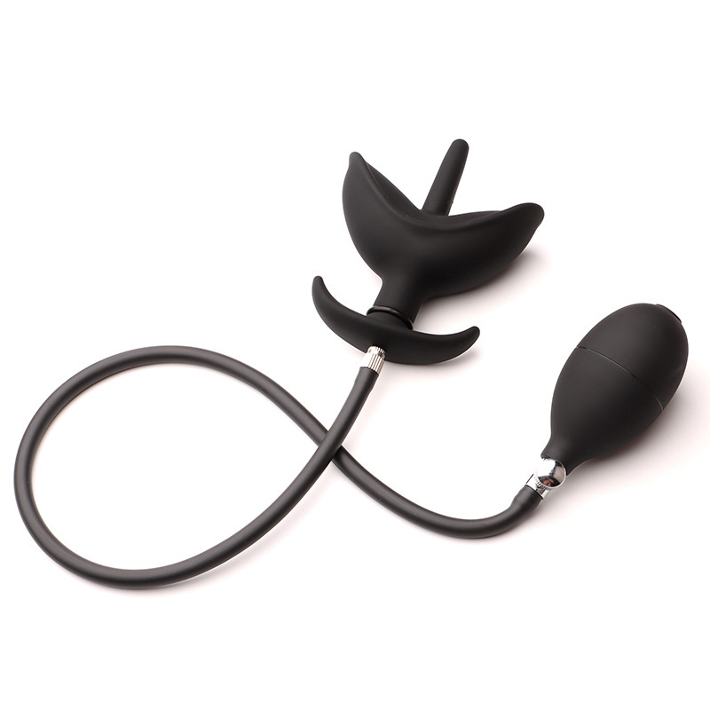 Petal-Type Inflatable Anal Plug, Expandable Silicone Prostate Massager, Black — detail image 11