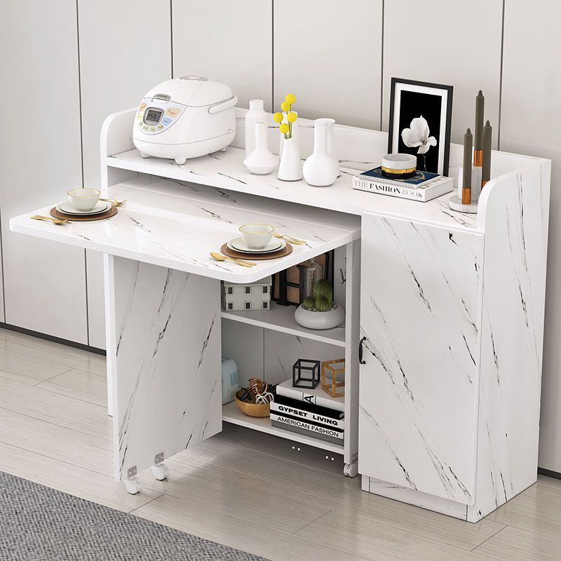 Mesa de comedor plegable armario armario de microondas mesa de comedor ultra delgada para casa pequeña combinación de armario de mesa de comedor móvil