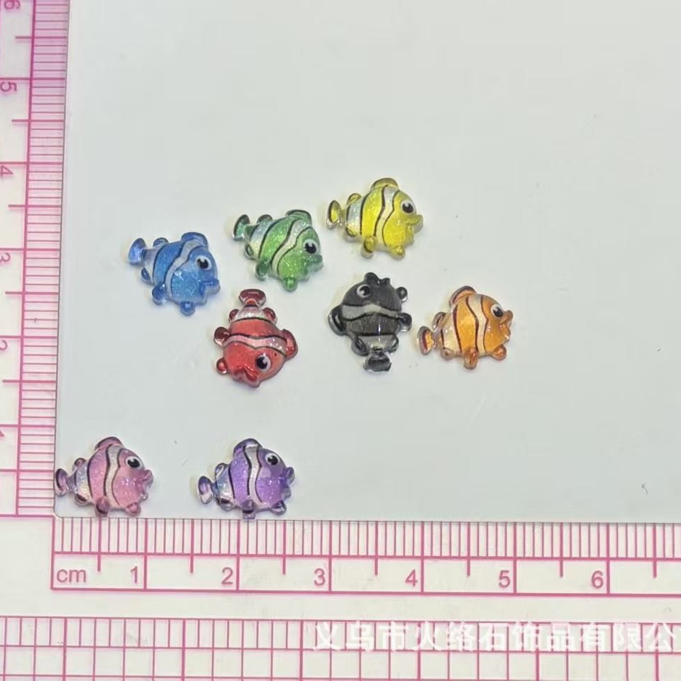 彩色小丑鱼树脂贴片diy手工饰品配件海洋迷你小动物美甲装饰材料