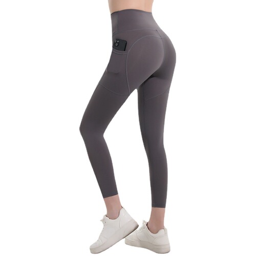 New lulu yoga pants women's nude peach butt lift sports tight fitness pants double side pockets running and cycling pants