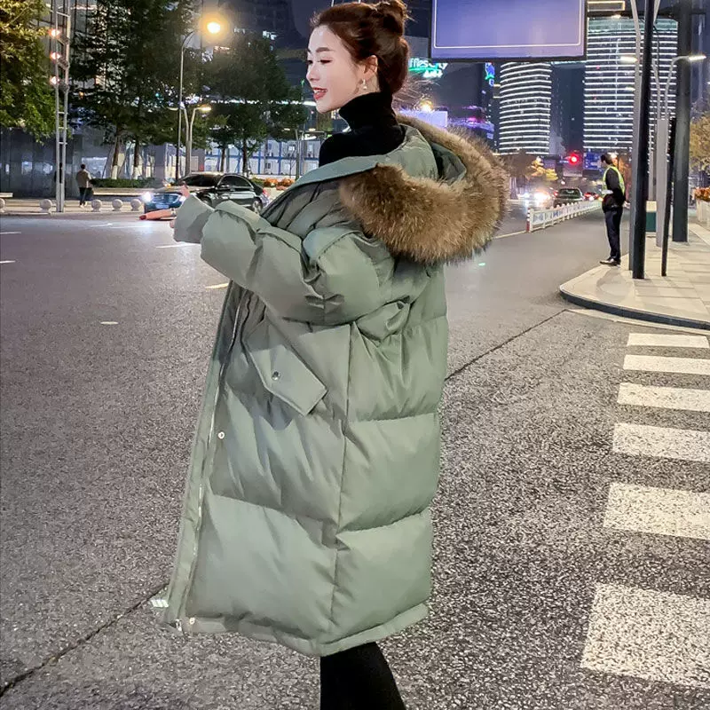 Long winter down jacket with down for students, mid-length, 2024 years, plus size, Korean style, oversize