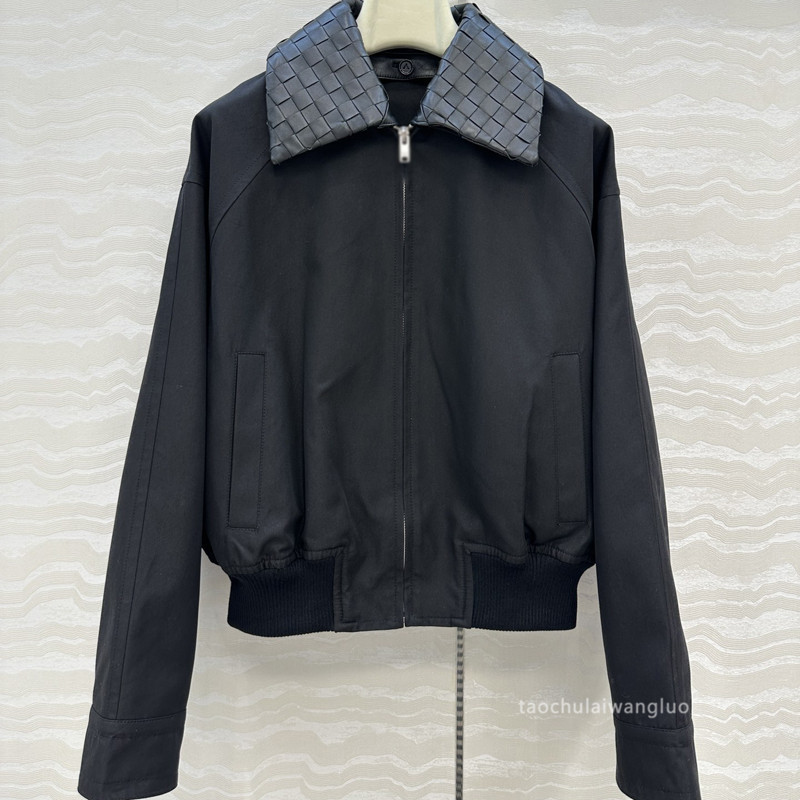 拼皮翻领长袖夹克外套 复古摩登风宽松百搭撞色开衫秋季 AW80566|undefined