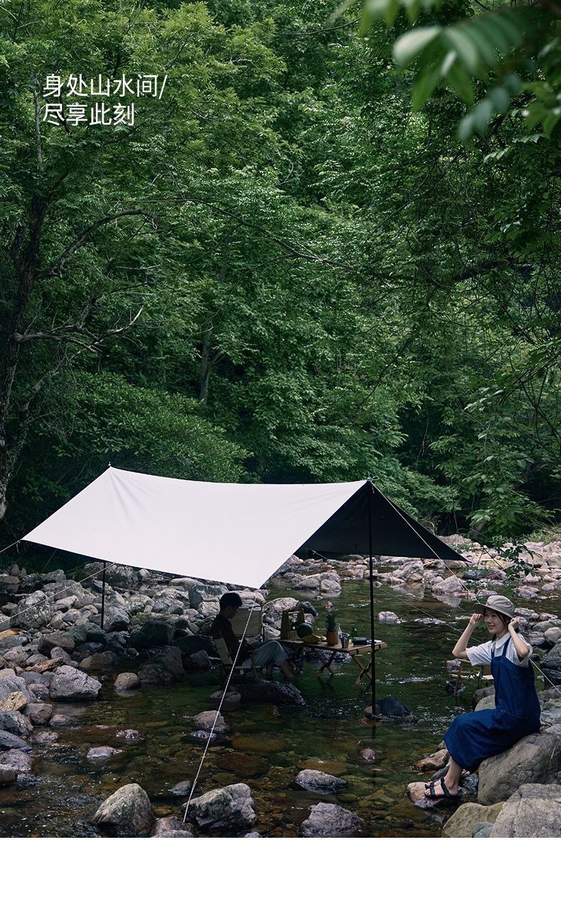 Cross-Border Vinyl Camping Tarp Outdoor 3-4 Person Thickened Coating Rainproof Sun Protection Portable Camping Gear Wholesale