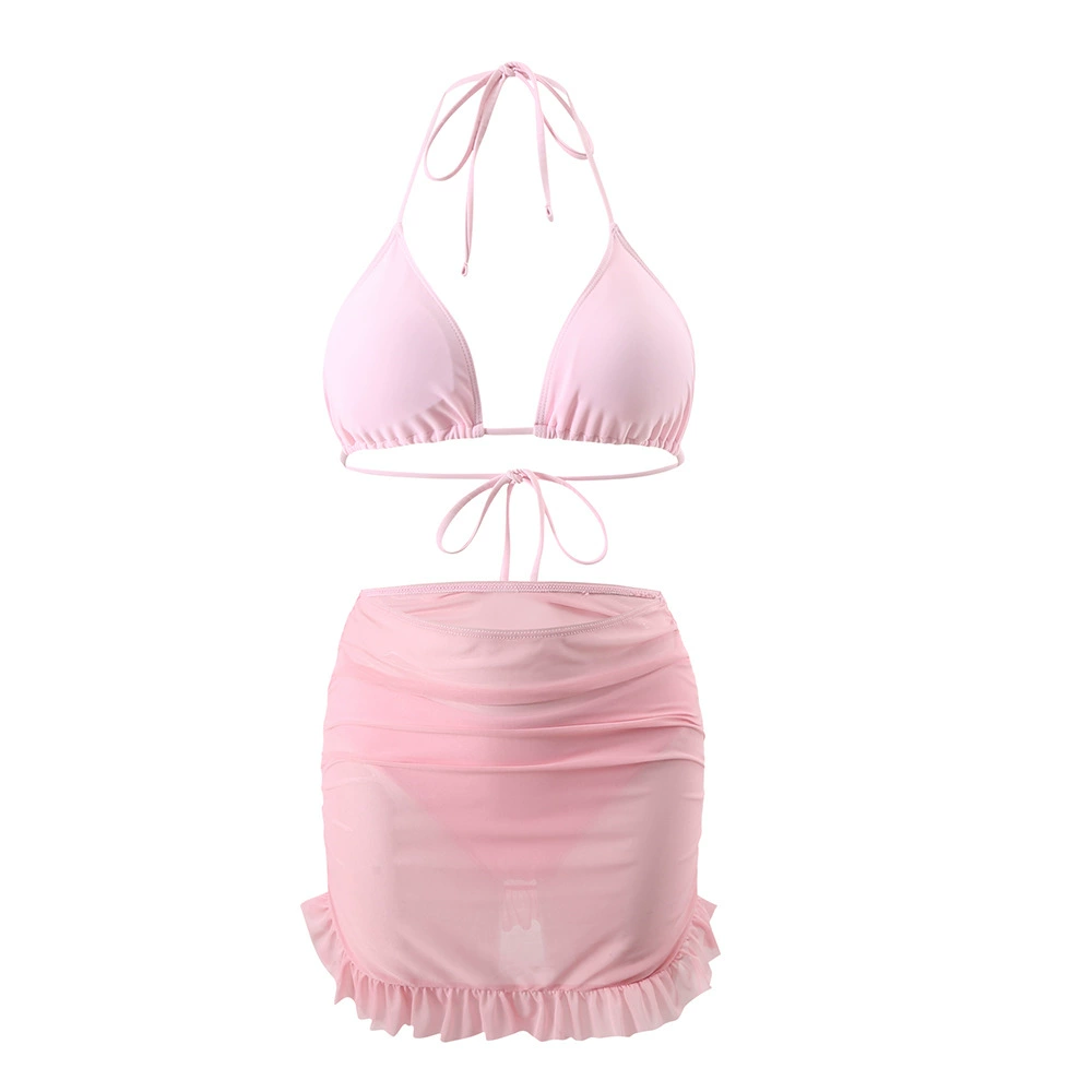 (Cross-border trading), solid swimwear, set, European style, Amazon, 3 piece set