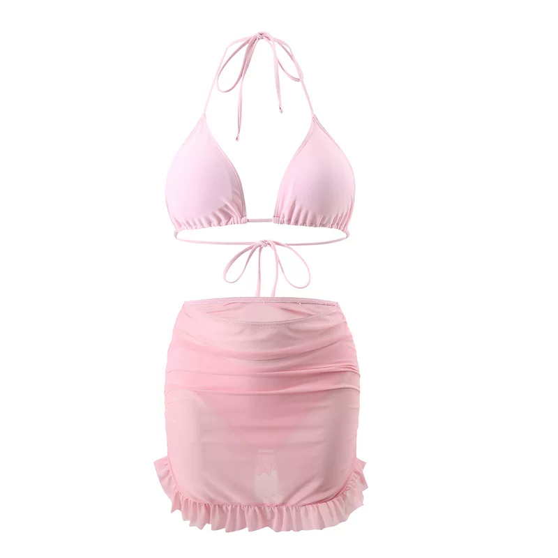 (Cross-border trading), solid swimwear, set, European style, Amazon, 3 piece set