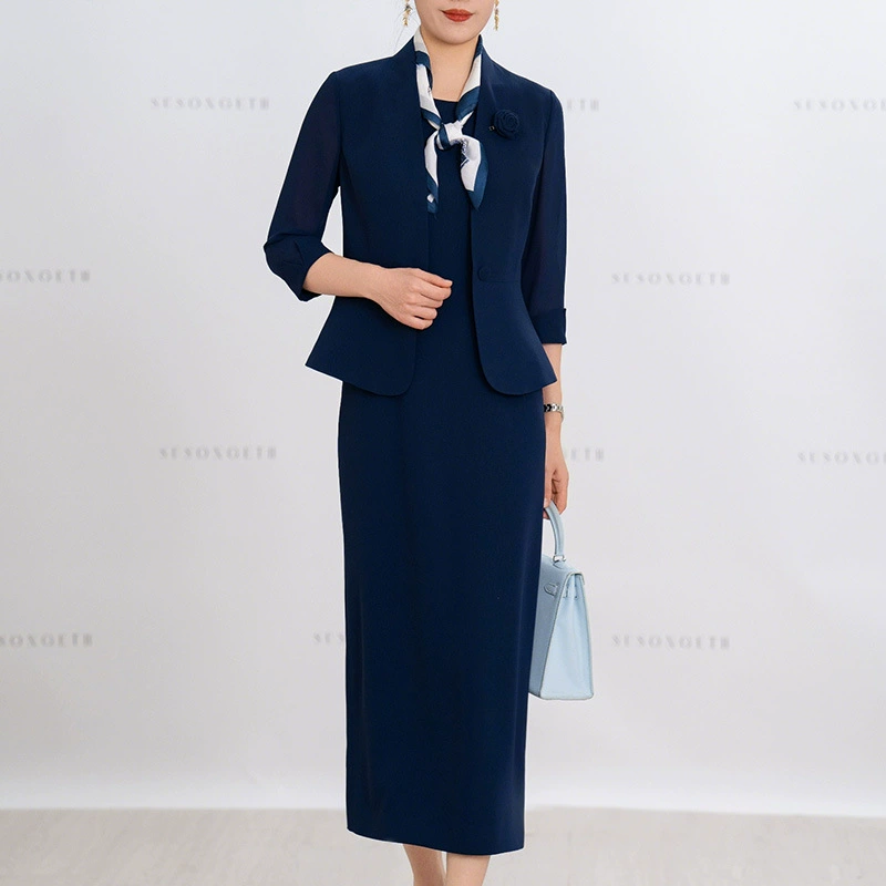 Темно-синий жилет-костюм для женщин, летний новый стиль 2025, элегантный модный комплект высокого класса