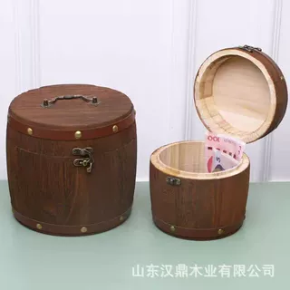 定制款茶叶桶复古密封茶叶包装盒绿茶红茶桶手提式木桶实木收纳桶