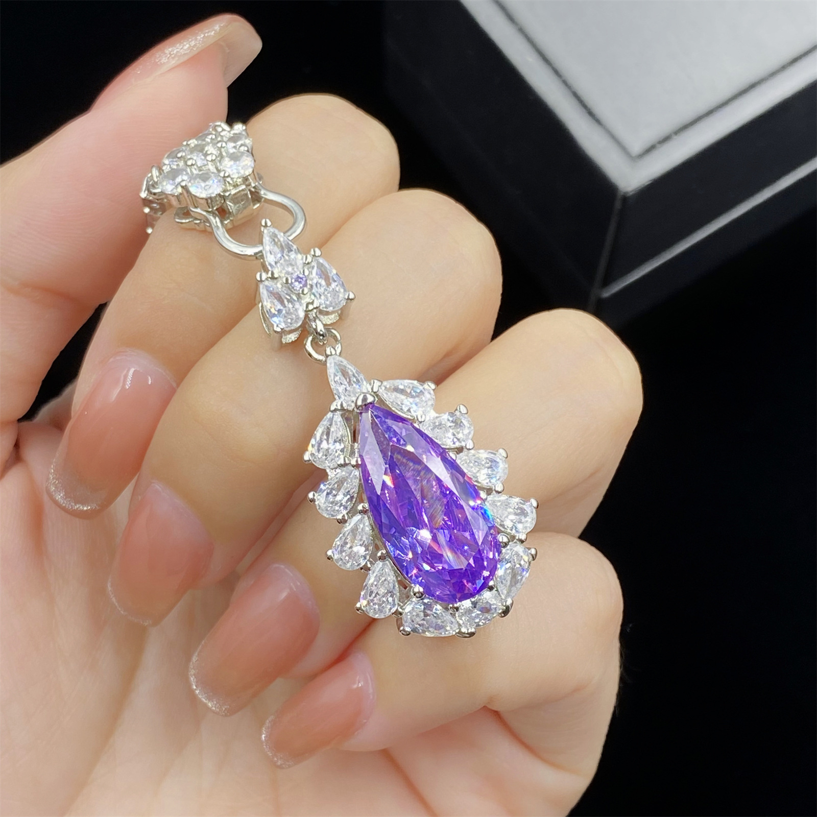 Purple import nail sequins with zircon