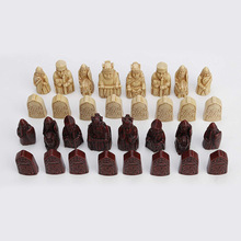 跨境树脂工艺品手绘木象牙色饰面雕像家居装饰品磁性国际象棋玩具