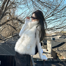 晴山暮雪环保山羊绒皮草马甲短高级感背心毛毛外套5女冬现货批发