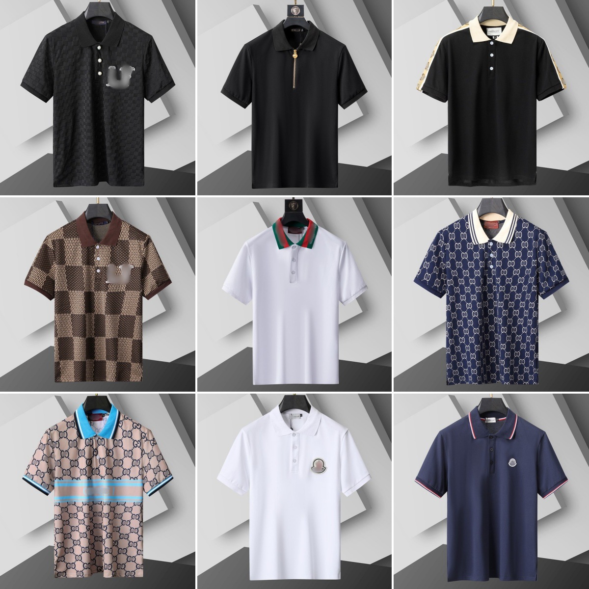 Top Correct Version g Brand L Brand m Brand New Summer European Men's Polo Shirt with a Turn-Down Collar and Pique Cotton Short Sleeves