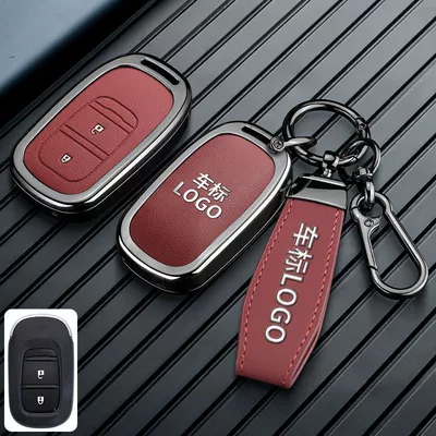 Suitable for Dongfeng Honda Car key bag - honda-c-model-2-button-leather-textured-red-short-strap-buckle