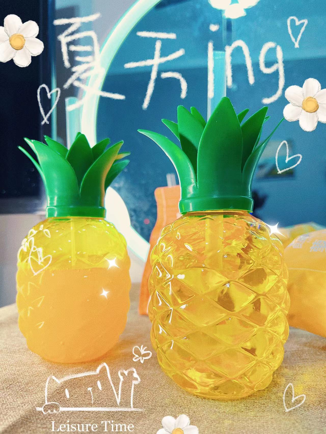 Taza de agua creativa desechable de verano de estilo ins Taza de paja de plástico PET linda femenina Taza de estilo de verano de alto valor