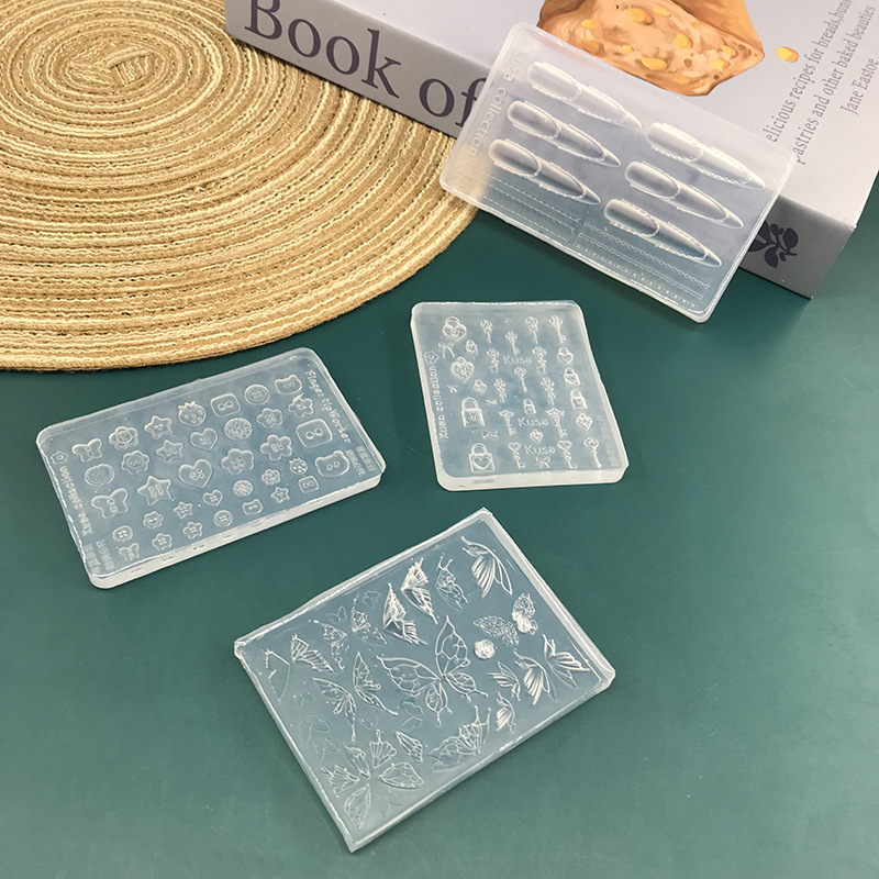 高透明 3D 立体ネイルアートモールドキーロックフレンチスカート食品グレードのシリコーンウェアラブルネイルアクセサリー diy ツール|undefined