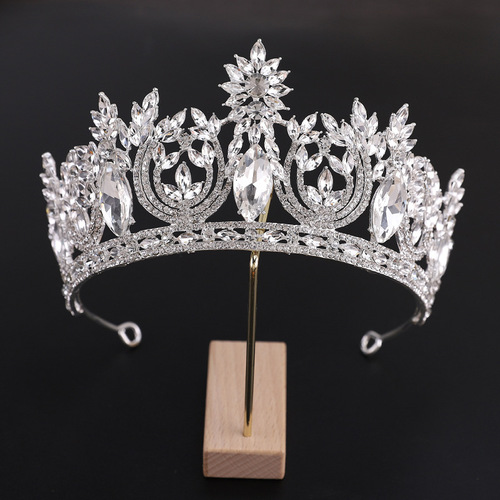 Cross-border European and American luxury bridal crown hair accessories crystal headband alloy hair crown atmospheric wedding accessories ball crown