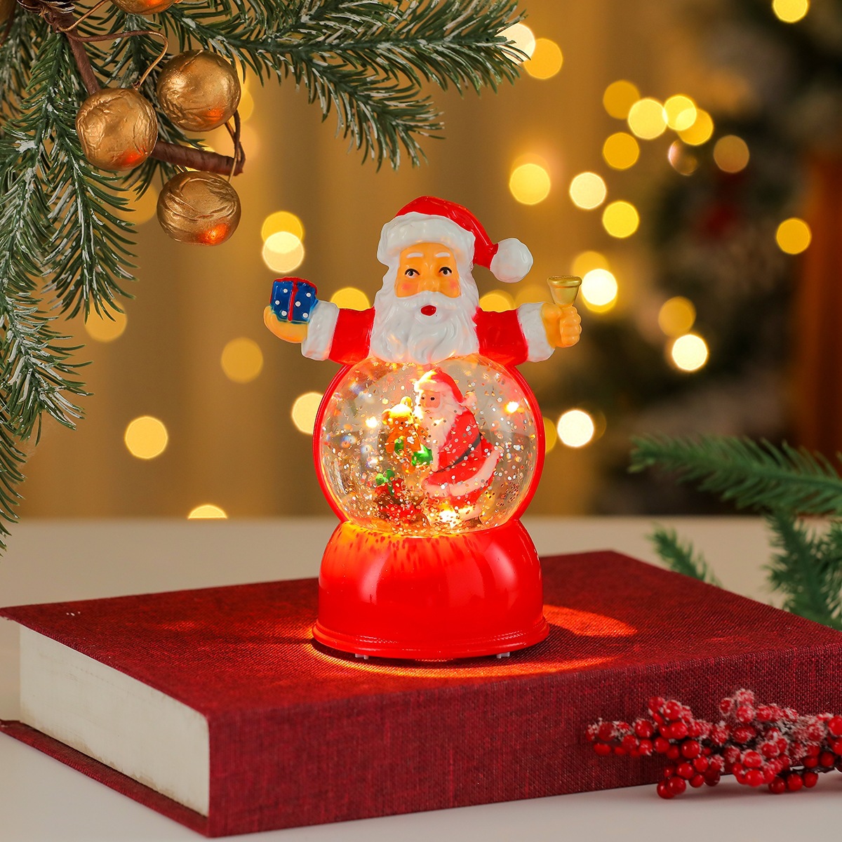 Nueva música de Navidad nieve inyección de agua TV lámpara de noche lámpara de aceite lámpara de caballo decoración de regalos image 14