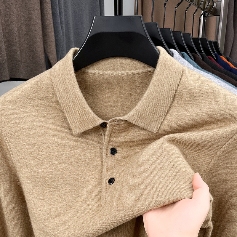 Pierre Cardin 100% pure wool sweater, men's shirt collar design, suitable for business casual wear, warm and comfortable for autumn and winter, and gentle on the skin Pierre Cardin 100% pure wool sweater, men's shirt collar design, suitable for business casual wear, warm and comfortable for autumn and winter, and gentle on the skin
