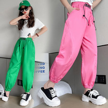 夏季女童彩色工装裤新款2022韩版洋气儿童薄款字母印花休闲运动裤