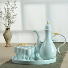 中式仿古宫廷风高脚杯小酒蛊套装陶瓷酒具套装家用分酒器酒具礼品