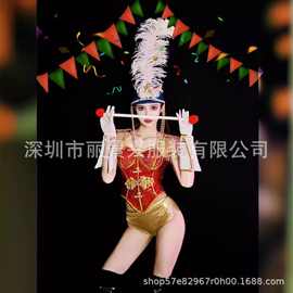 跨境电商演出服夜店乐园大气羽毛头饰马戏演出胡桃夹子