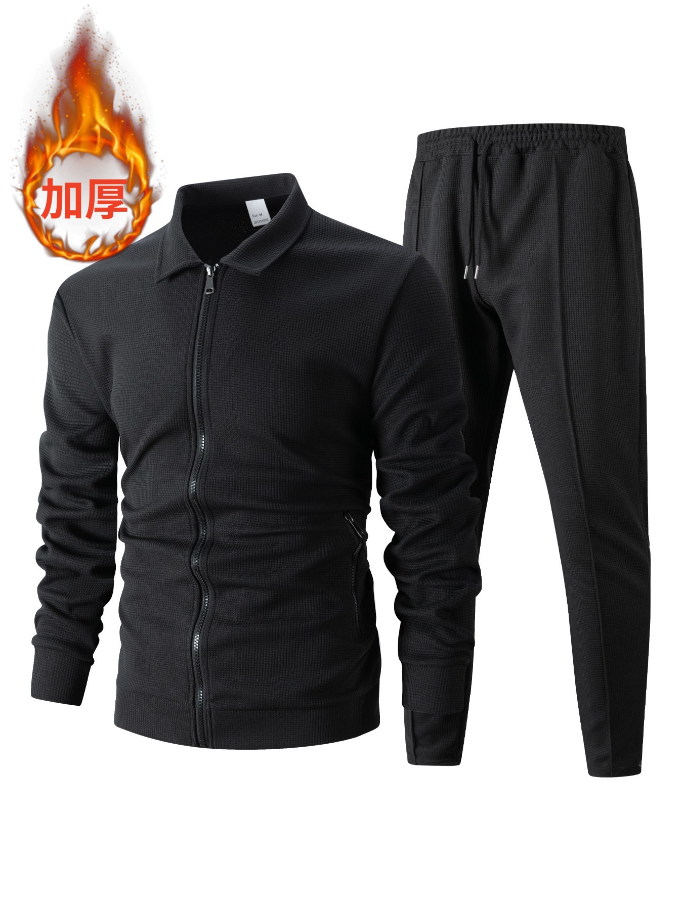 2025 Chaqueta transfronteriza para hombre otoño juventud waffle bolsillo con cremallera solapa cárdigan delgado traje de chaqueta para hombre