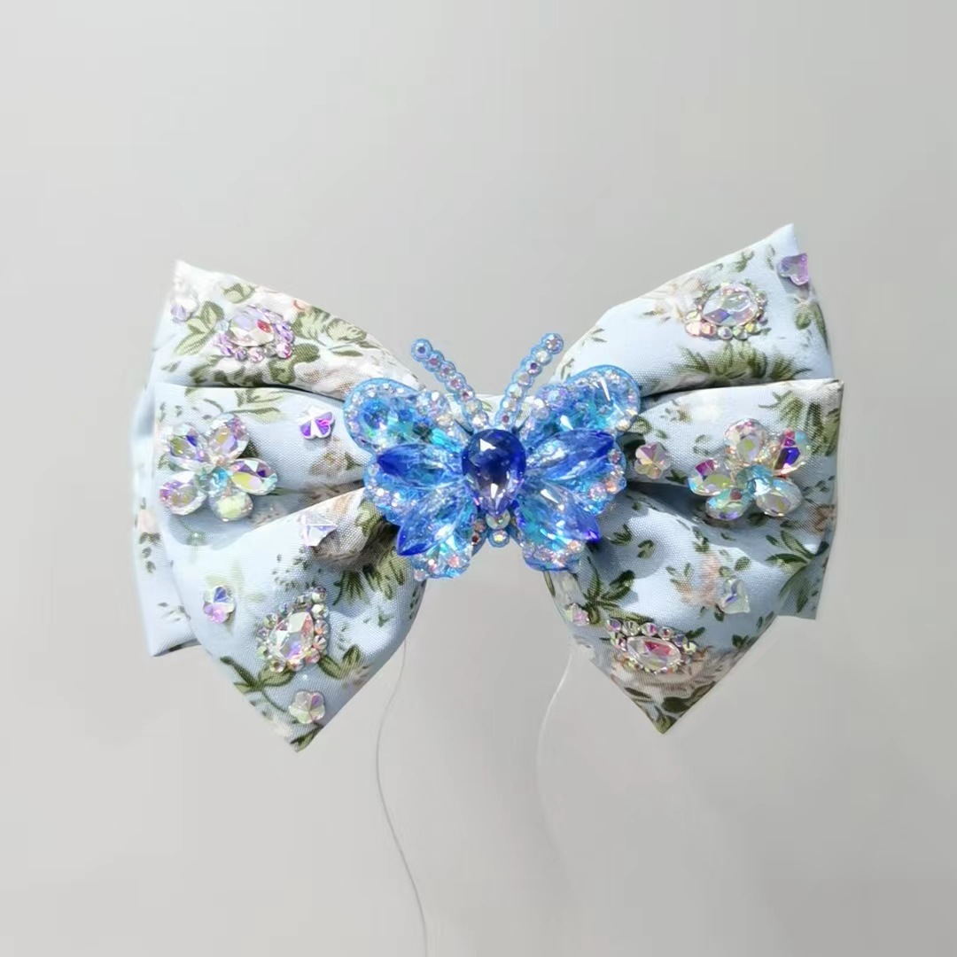 Women's Simple Style Bow Knot Artificial Crystal Cloth Artificial Gemstones Hair Clip display picture 2