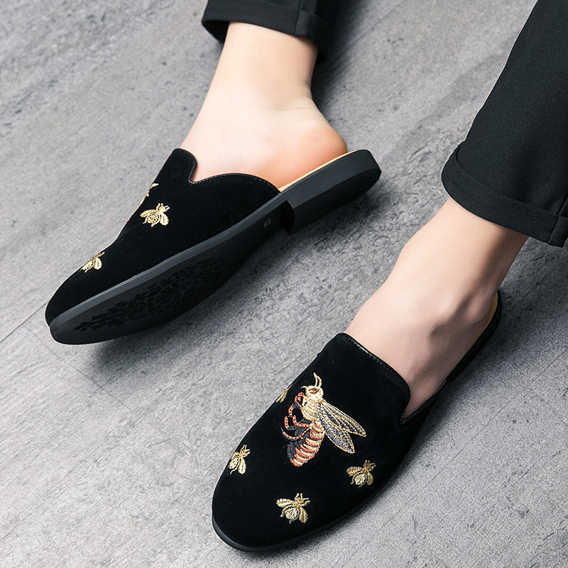 Cross Border Men S Slippers Lazy Scalloped Korean Style Fashion Half Braced Shoes Without Heels_voghion.com