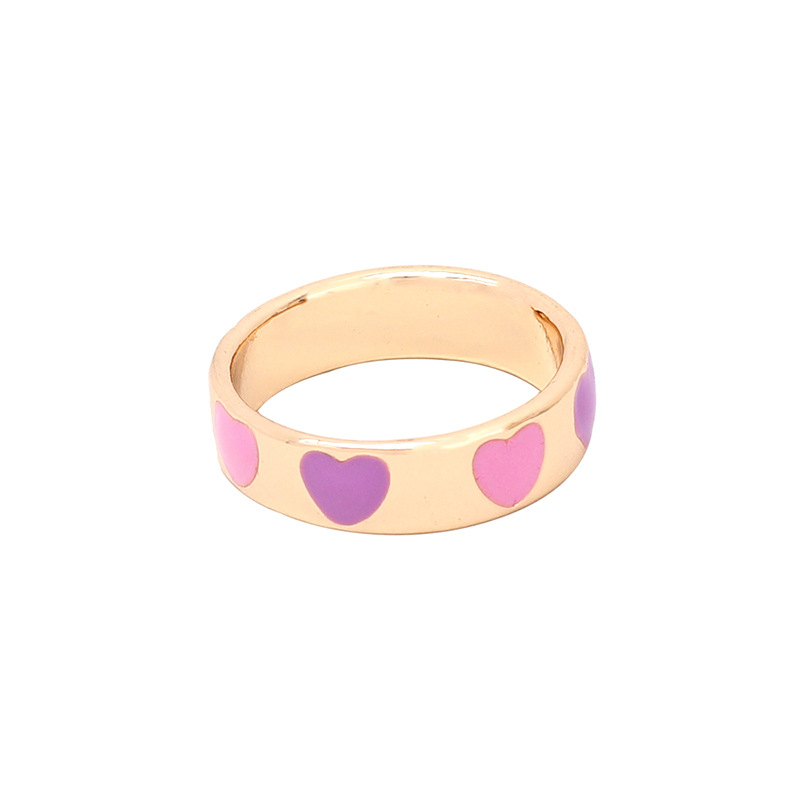 4g Weight Women'S Gender Fashion Style Purple, Blue Color One Size Size Wholesale Jewelry Simple Heart Drop Oil Alloy Ring Nihaojewelry 6