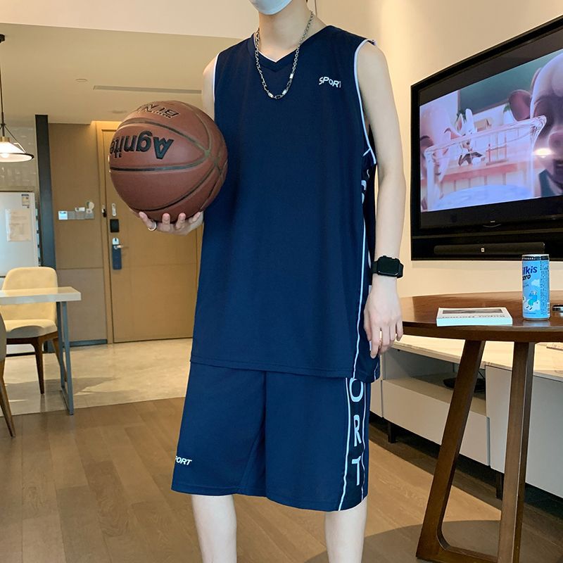 Quick-Drying Basketball Uniform Set for Men, Sleeveless Ice Silk T-Shirt, Vest, Shorts, Sports Running, Fitness Competition Training Jersey Quick-Drying Basketball Uniform Set for Men, Sleeveless Ice Silk T-Shirt, Vest, Shorts, Sports Running, Fitness Competition Training Jersey
