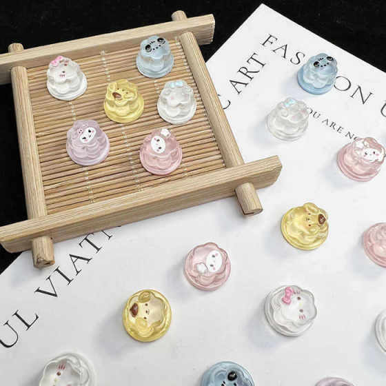 Mini ice through cute cartoon pudding KT cat library library diy cream glue phone case hair clip resin accessories material