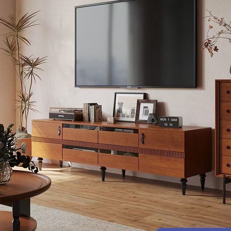 Nordic Medieval Tv Cabinet Living Room Home French Retro Tv Cabinet Solid Wood Floor-Standing Bedroom Floor Cabinet American Style