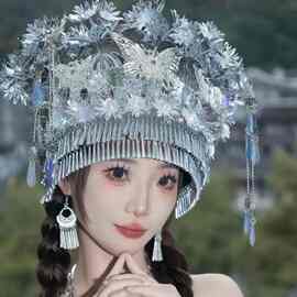 新款少数民族氧化广西贵州头饰苗族云南帽子饰品特色图片色