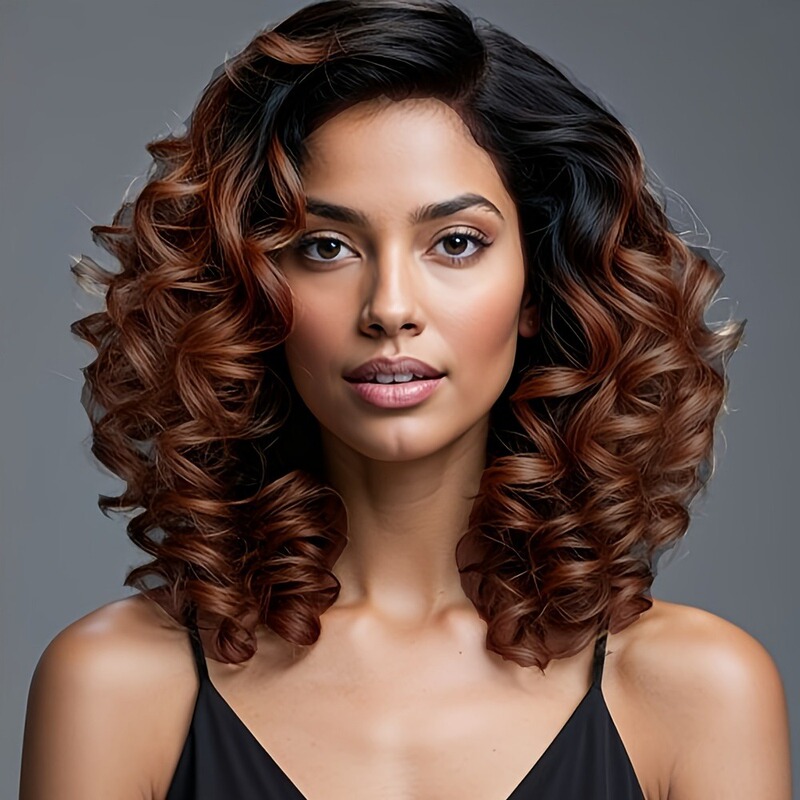 TEMU hot-selling wigs: gradient brown lace front wigs, large wavy wigs, popular in Europe and America, realistic imitation of human hair TEMU hot-selling wigs: gradient brown lace front wigs, large wavy wigs, popular in Europe and America, realistic imitation of human hair