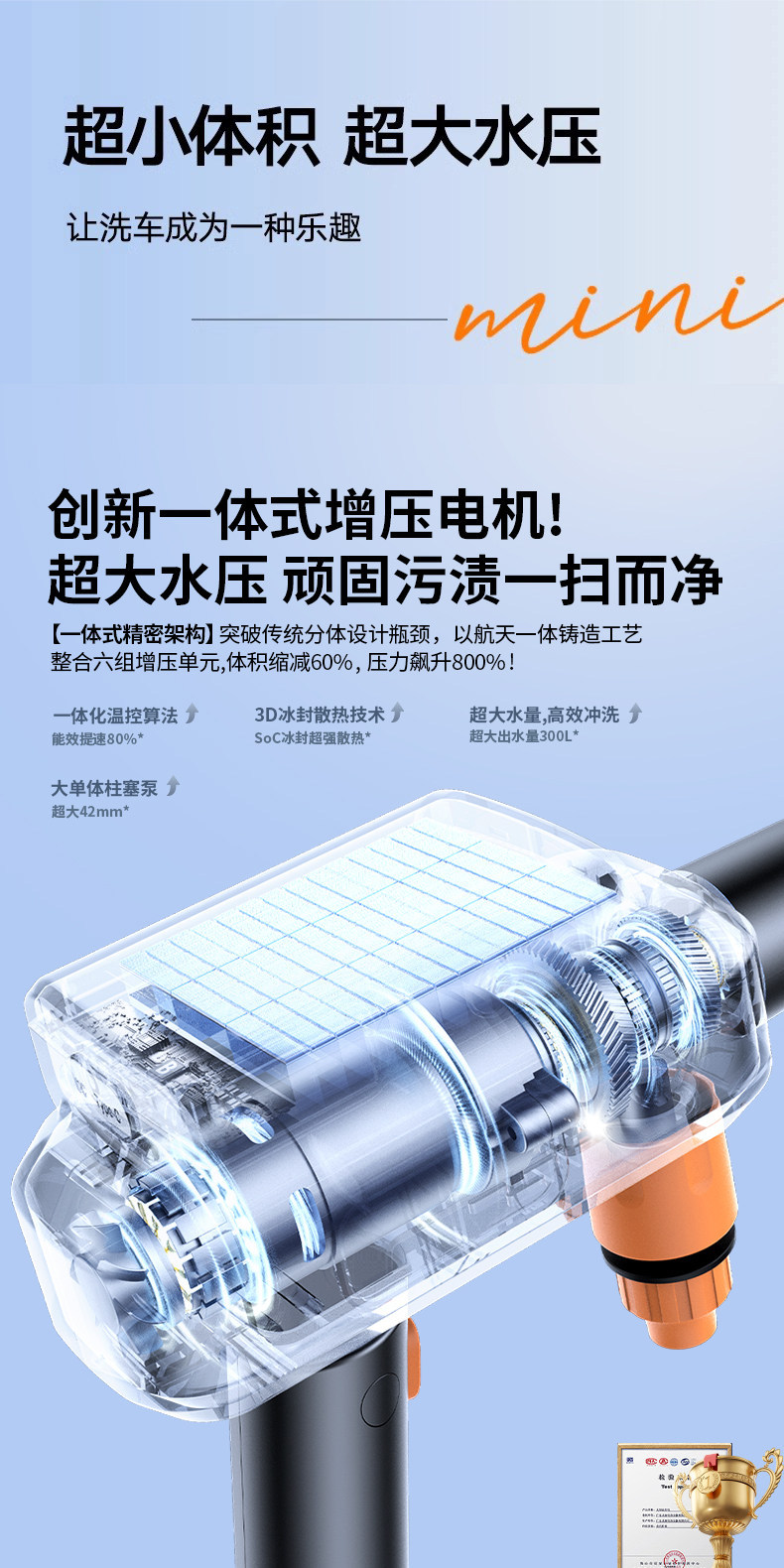 Innovative design, exclusively supplied by the source factory, foldable wireless car washer, household high-pressure water gun, convenient to store