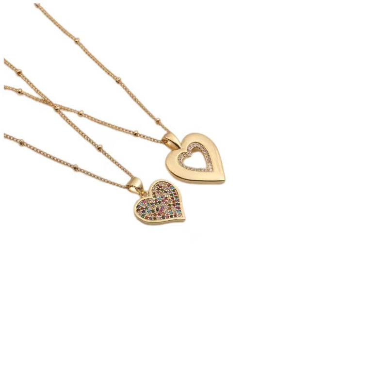 European And American Copper Zircon Valentine's Day Heart Pendant Necklace display picture 1