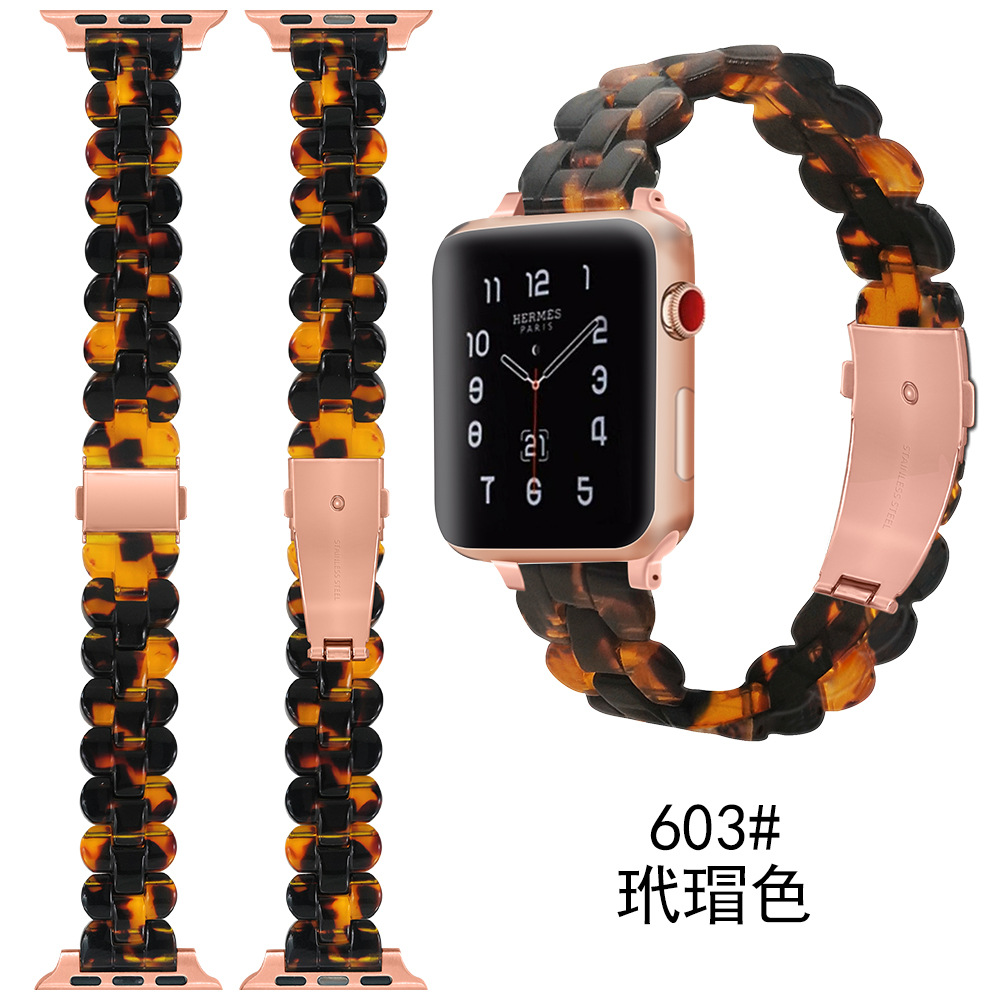 工厂定制新款眼镜胶树脂表带Applewatch适用于苹果三星表带透蓝