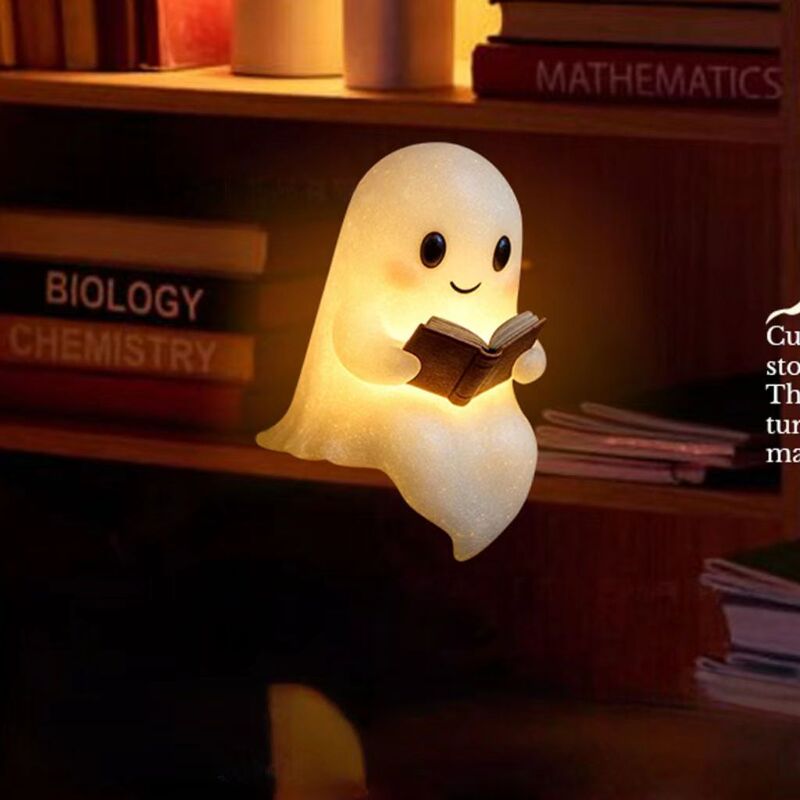 Cute Ghost Reading Book Lamp可爱的幽灵阅读万圣节幽灵夜灯|undefined