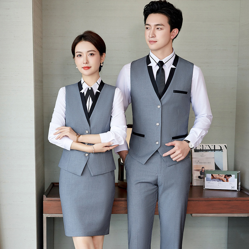 Business wear bar KTV waiter gray vest Billiards Club men's and women's vest tooling embroidered LOGO